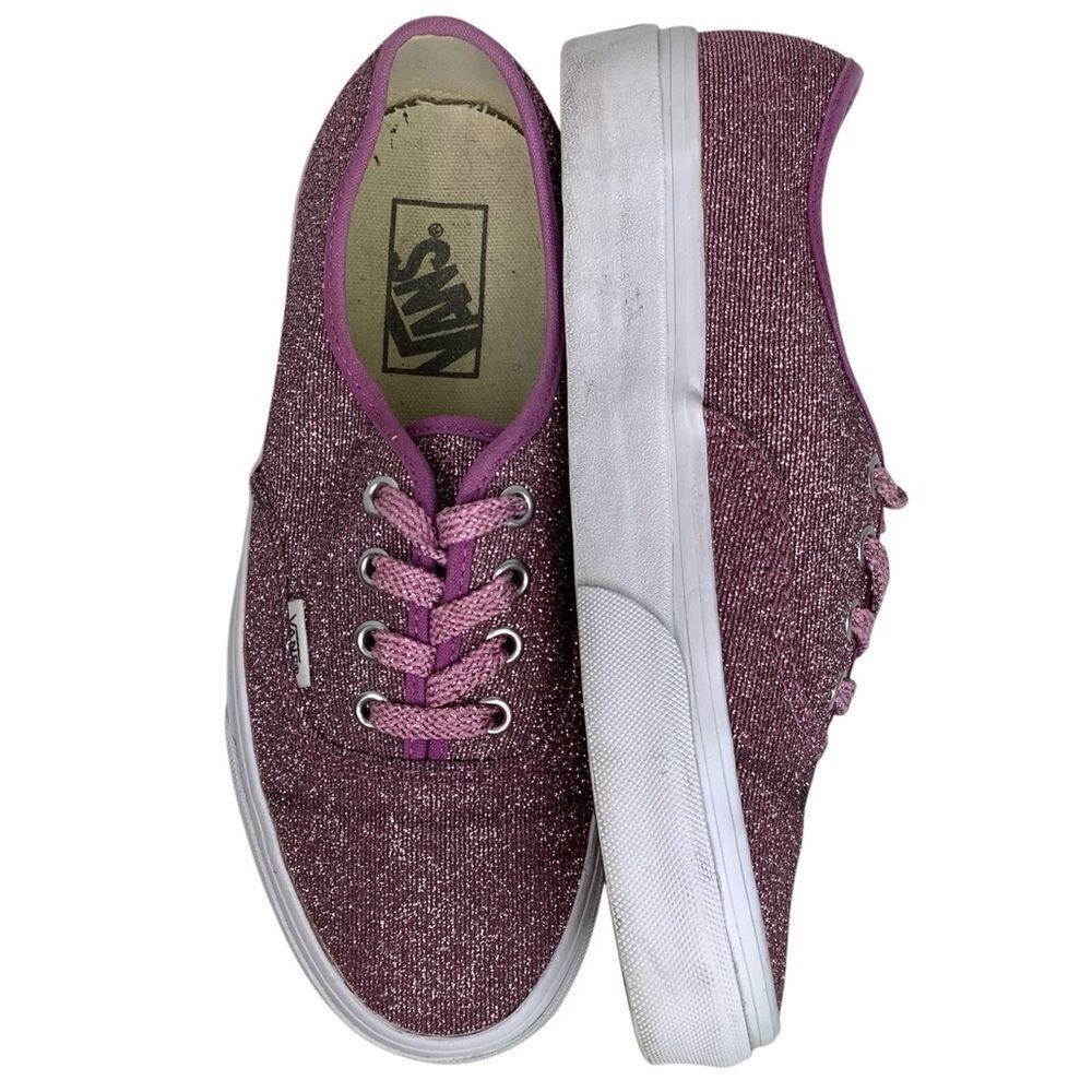 VANS Lurex Pink True Glitter Lace Tie Skater Sneakers Shoes Women Sz 7 Men 5.5